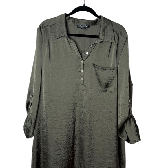 Living doll Tops - Living Dolls Olive Green Oversized Tunic Blouse (A)